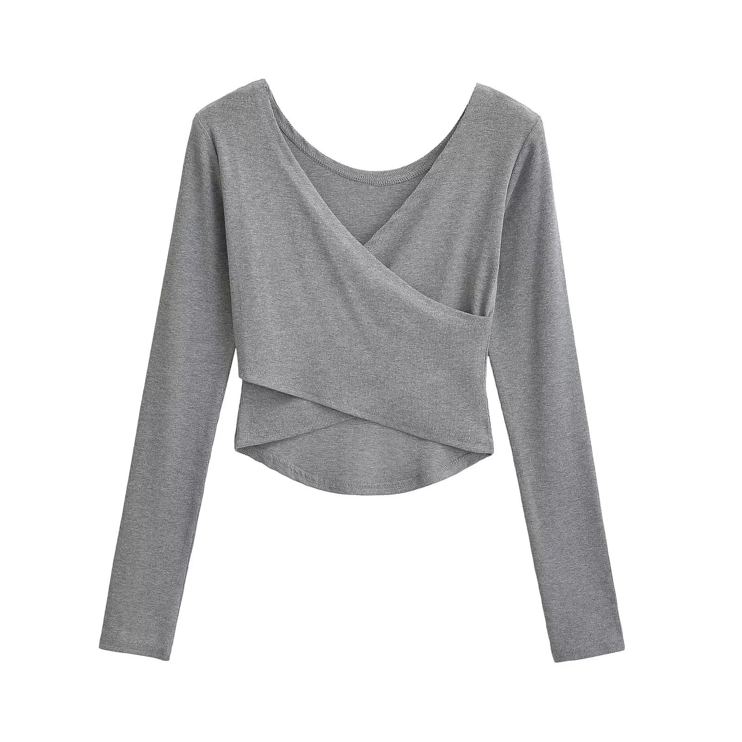 Women's Pure Desire Style Cross V-neck Wrapped Chest Long Sleeve