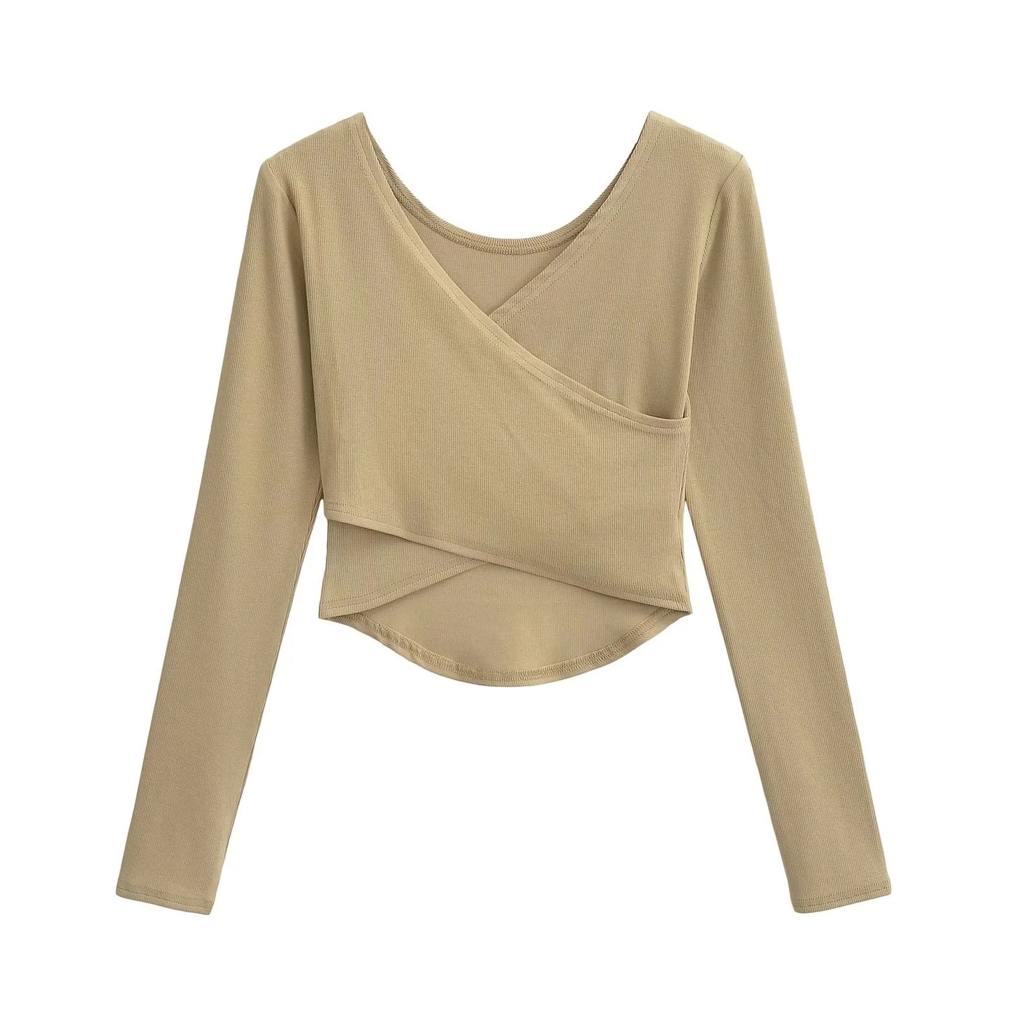 Women's Pure Desire Style Cross V-neck Wrapped Chest Long Sleeve
