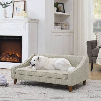 Durable Elevated Dog Sofa Bed,Pet Sofa With Modern Irregular Armrest Design,Comfortable Soft Dog Sofa