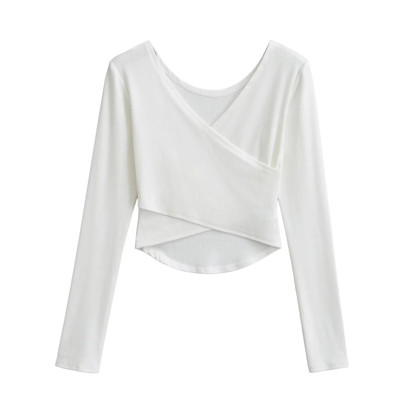 Women's Pure Desire Style Cross V-neck Wrapped Chest Long Sleeve