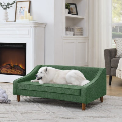 Durable Elevated Dog Sofa Bed,Pet Sofa With Modern Irregular Armrest Design,Comfortable Soft Dog Sofa