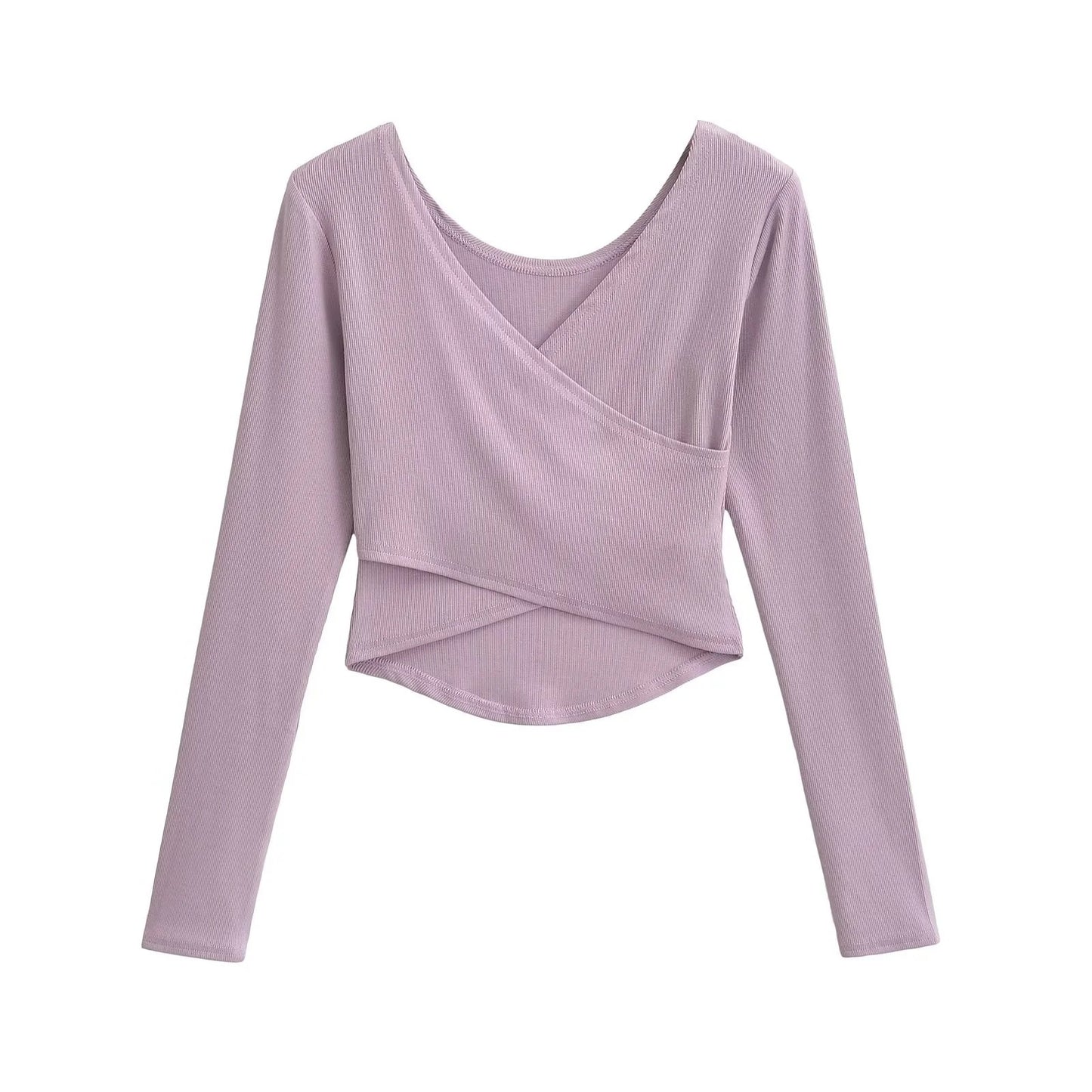 Women's Pure Desire Style Cross V-neck Wrapped Chest Long Sleeve