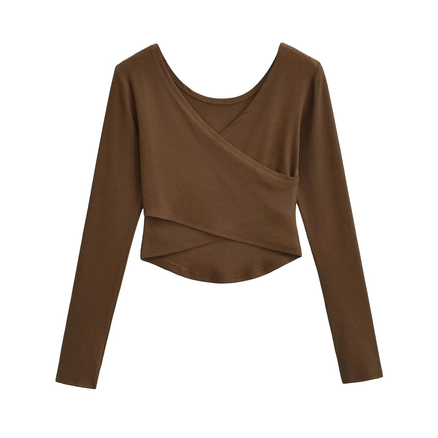 Women's Pure Desire Style Cross V-neck Wrapped Chest Long Sleeve