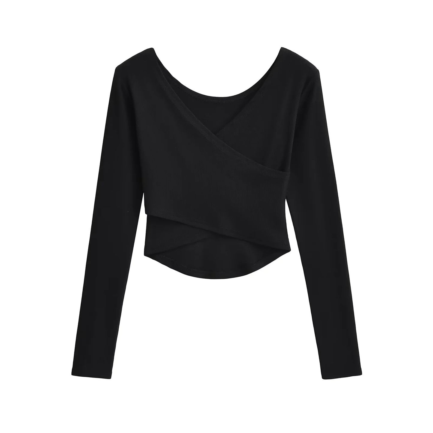 Women's Pure Desire Style Cross V-neck Wrapped Chest Long Sleeve