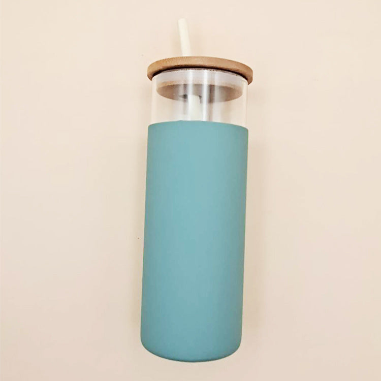 Drinking straw glass cup