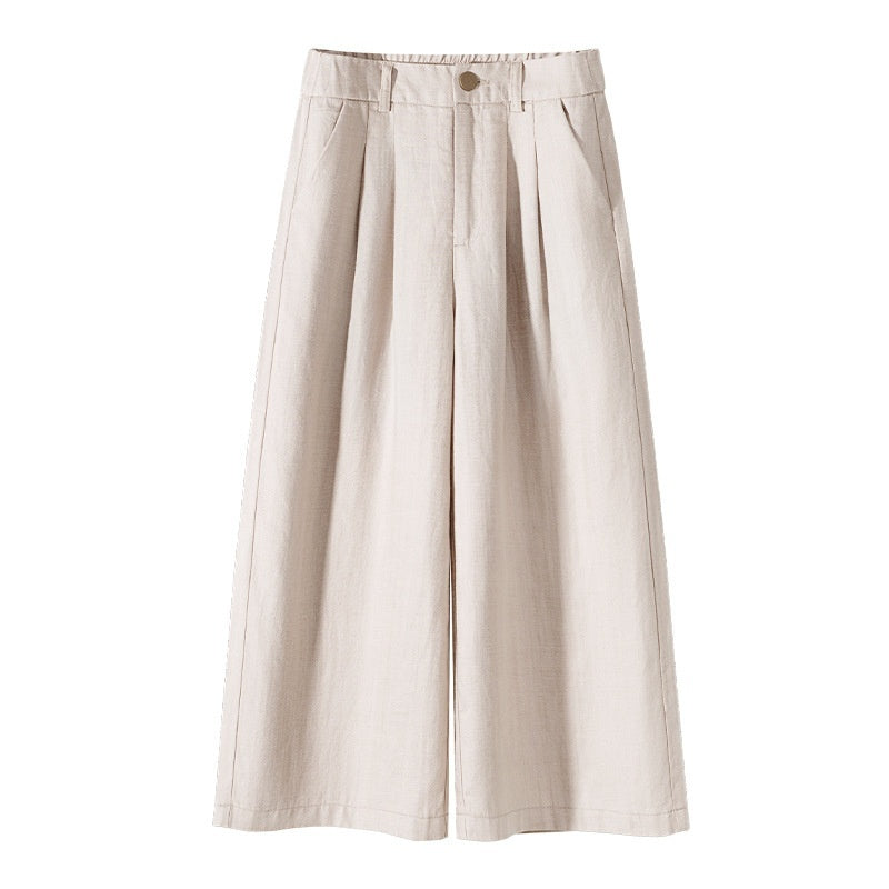 Thin Casual Straight-leg Cotton And Linen Wide-leg Pants
