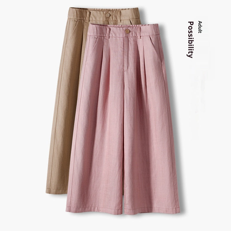 Thin Casual Straight-leg Cotton And Linen Wide-leg Pants
