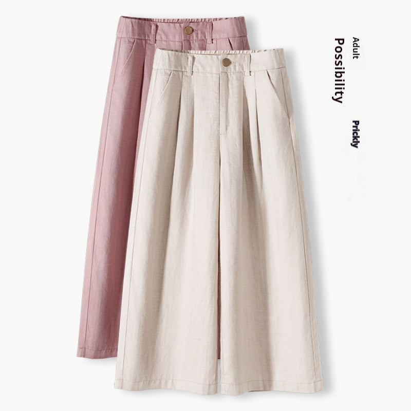 Thin Casual Straight-leg Cotton And Linen Wide-leg Pants