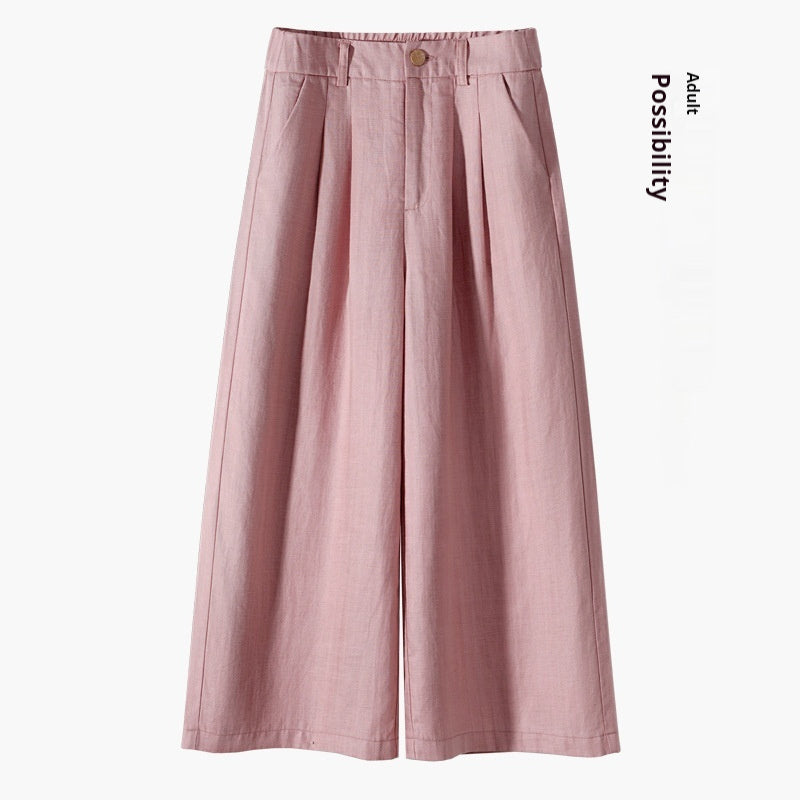 Thin Casual Straight-leg Cotton And Linen Wide-leg Pants