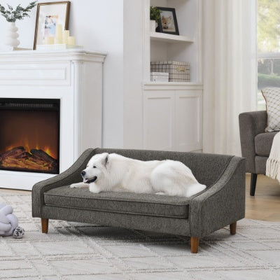 Durable Elevated Dog Sofa Bed,Pet Sofa With Modern Irregular Armrest Design,Comfortable Soft Dog Sofa