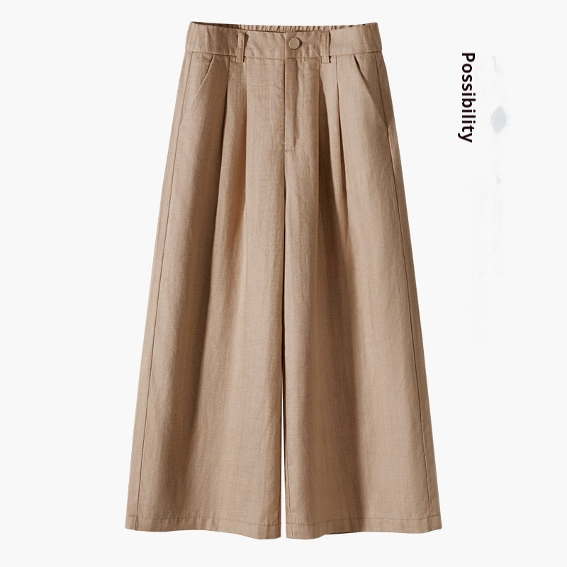 Thin Casual Straight-leg Cotton And Linen Wide-leg Pants